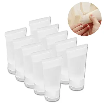 

50pcs 10ml Refillable Bottle Travel Squeeze Bottle Leakproof Storage Container with Flip Cap for Shampoo Facial Cleanser Toner H