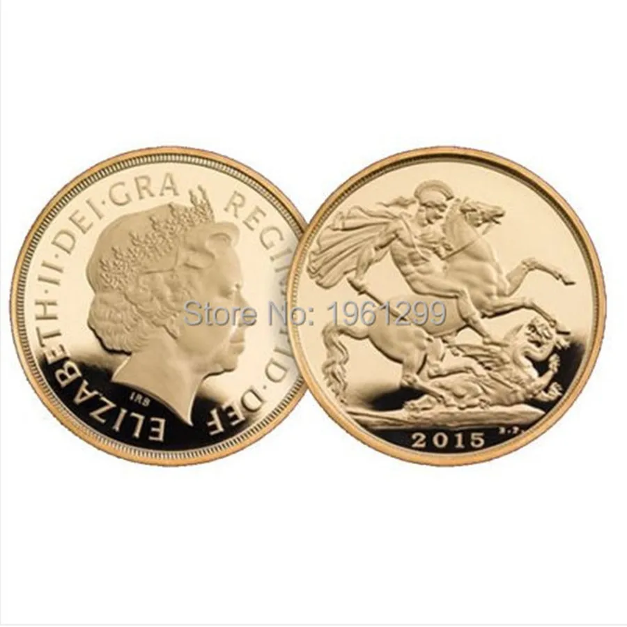 30pcs/lot 1oz UK British Sovereign Gold coin St George slaying Dragon Reverse GOLD CLAD COIN | Дом и сад