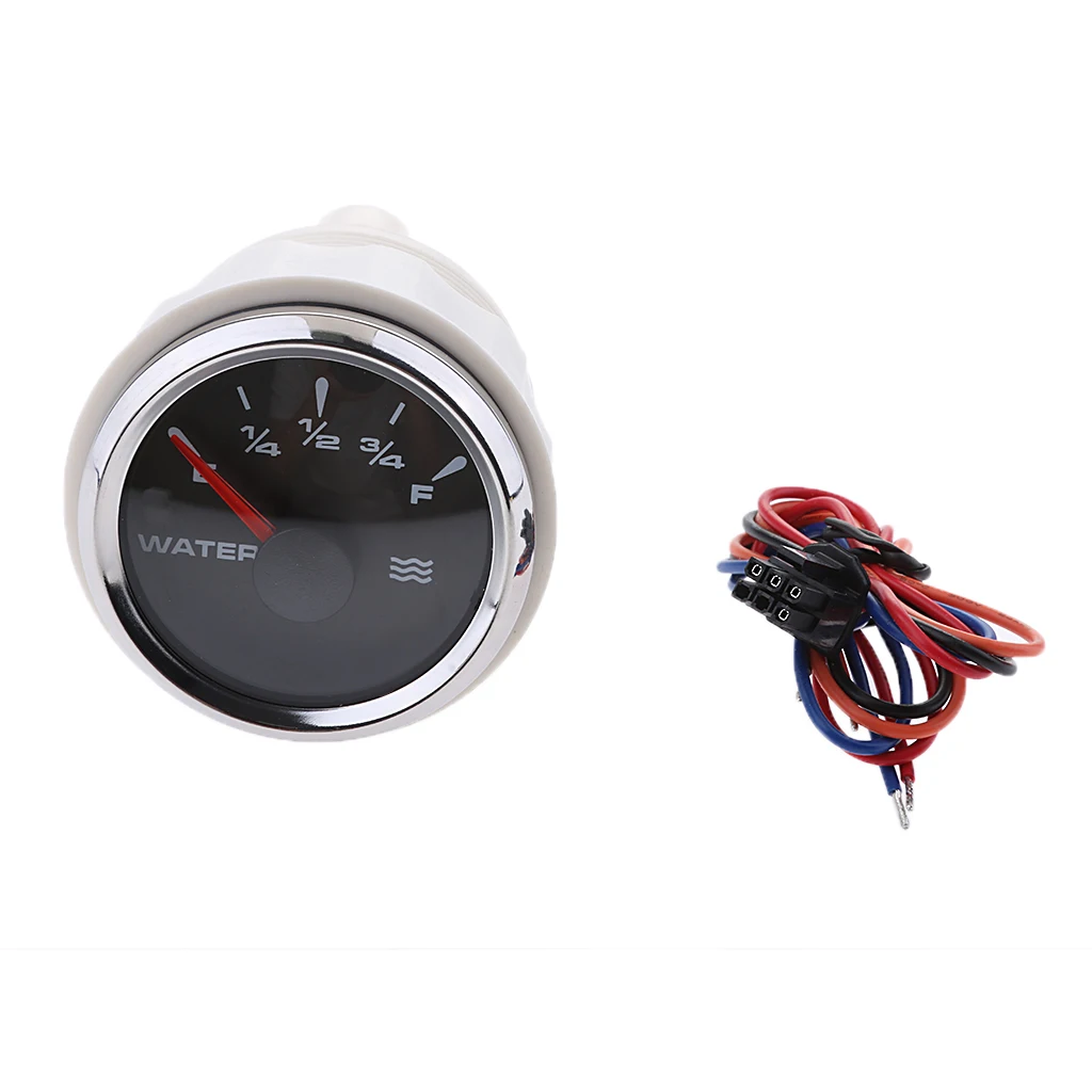 2 inch 52mm Marine Dash Mounted Water Lever Gauge with Backlight - E-1/4-1/2-3/4-F Indicating Range (0 to 190ohm)