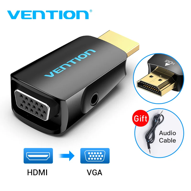 Vention HDMI to VGA Adapter HDMI Male to VGA Felame HD 1080P Audio Cable Converter With 3.5 Jack for PS4 Laptop PC Box Projector|HDMI Cables| - AliExpress