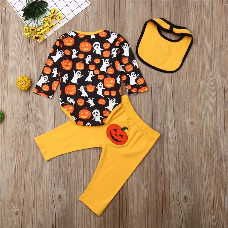 Newborn Baby Clothes 2019 Summer Autumn Halloween Baby Romper Pant Bibs Baby Girl Clothes Christmas Kids Costume For Boy Infant