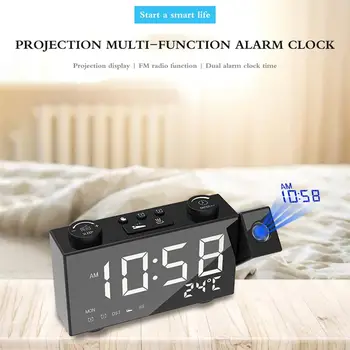 

Multifunctional Projection Alarm Clock Radio Led Projection 180 Degree Rotation High Sound Quality FM With Temperature Display
