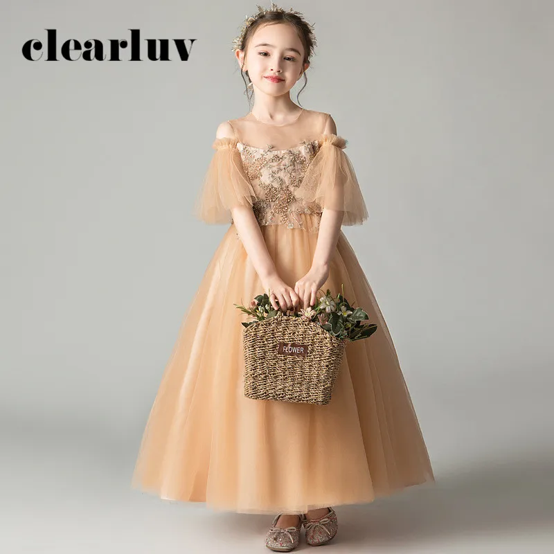 champagne gold flower girl dresses