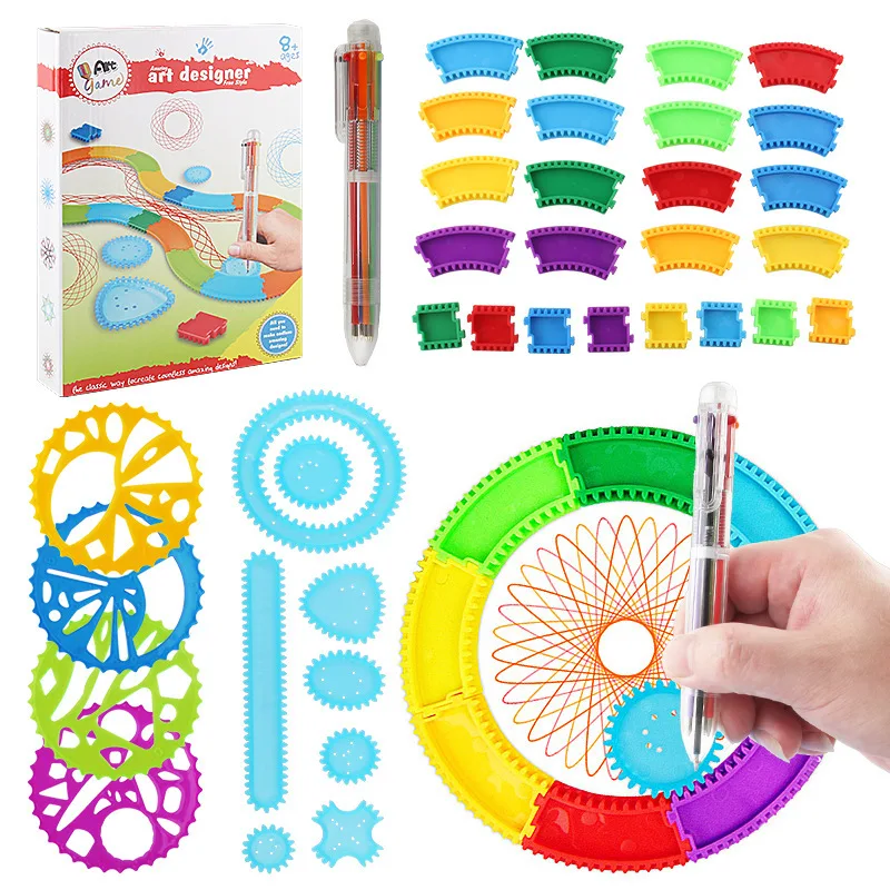 

Flexible Camera Track Spirograph Children Fine Art Painted Template Educational Teaching Stationery Color Circle Set 3333