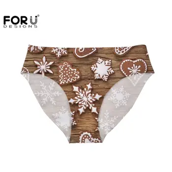 

FORUDESIGNS Sonwflake Girls Panty Christmas Style Underwear Wood Grain Background Ladies Briefs Cute High Quality Fabric Thong
