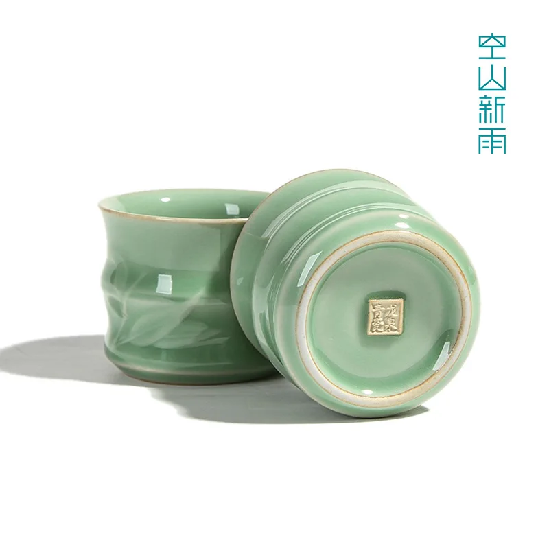 Empty Mountain Xinyu Manufacturers Direct Selling Longquan Celadon Handmade Sail Teacup Ceramic Kung Fu Tea Set Tea Cup Tea Bowl