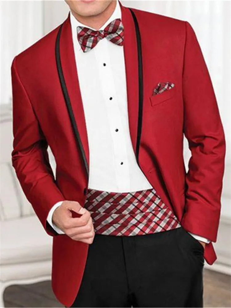 Мужской костюм смокинг Noivo Terno Slim Fit Easculino вечерние костюмы для мужчин Красный смокинг жениха высокое качество спортивные пиджаки для выпускного(пиджак+ р