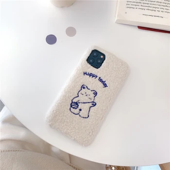 

Plush Blue embroidery Backpack bear mobile phone case for Apple 6 7PX XR case, for iPhone 67XS Max 11 11Pro 11 Pro Max case