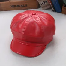 Простые кожаные береты, однотонные шапки для мальчиков и девочек, осенне-зимние повседневные детские шапки унисекс, От 3 до 8 лет