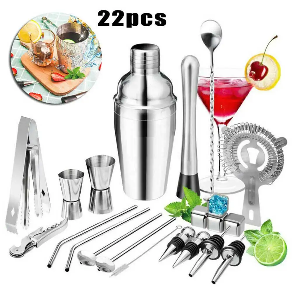 

Stainless Steel Cocktail Shaker Set Kitchen Bartender Tools 22PCS/Set