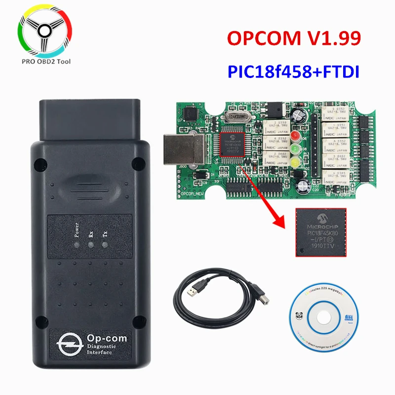 Бесплатная доставка OPCOM V1.99 V1.70 с чипом PIC18F458 FTDI для диагностики автомобилей Opel