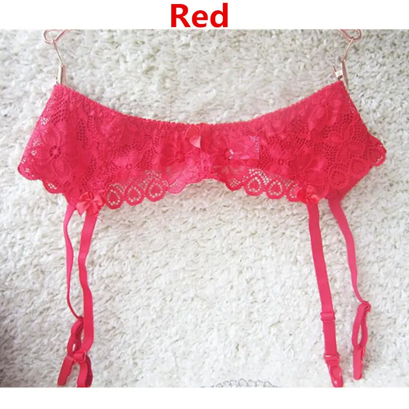 Red Garter Женские кружевные подвязки на подтяжках Регулируемый двубортный пояс на талии для бедра высокие чулки плюс размер нижнее белье сексуальный подвязка пояс - Цвет: Red Garter