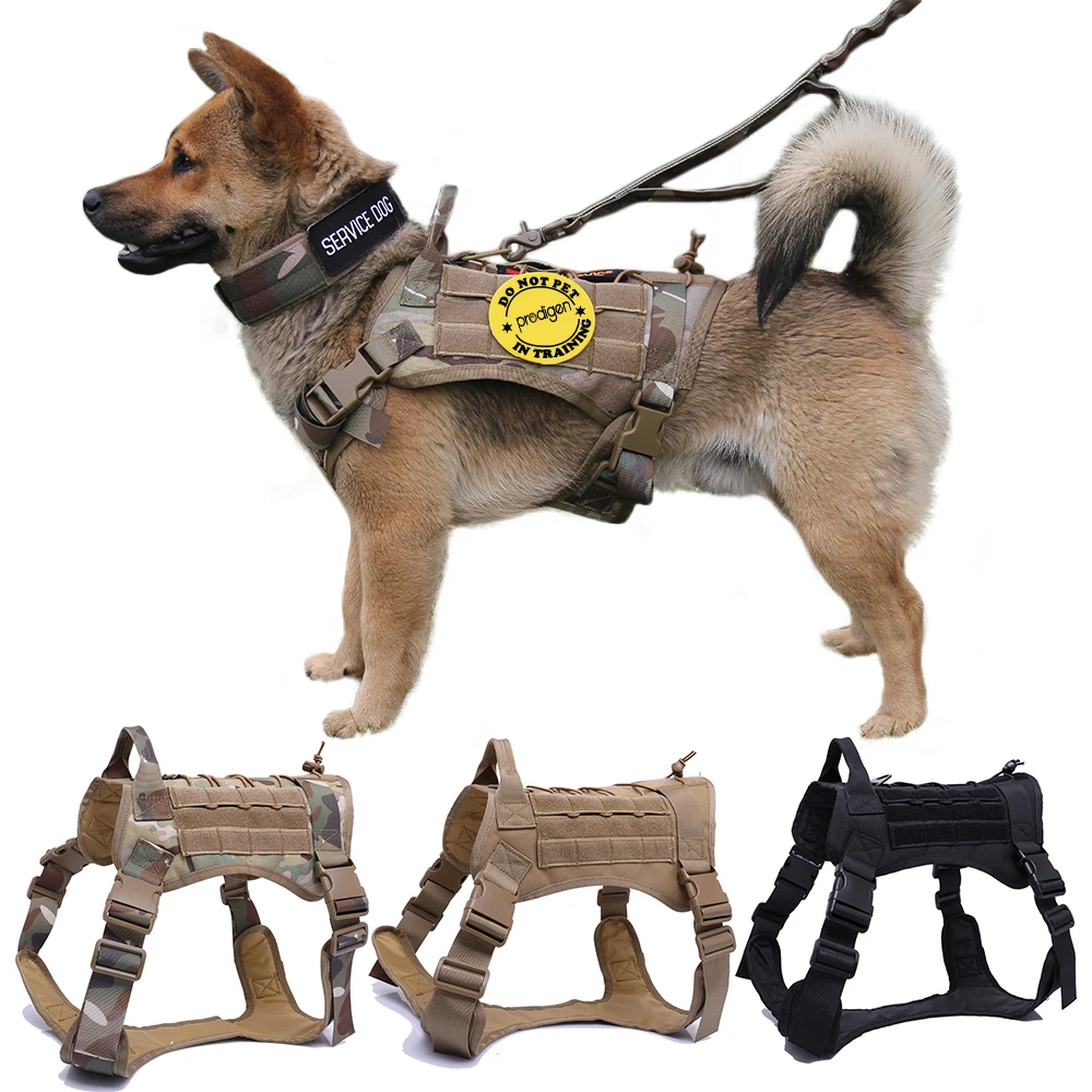 Military Tactical Dog Harness German Shepherd Pet Vest With Handle Nylon Bungee Leash For Small Large Dogs Puppy | Дом и сад