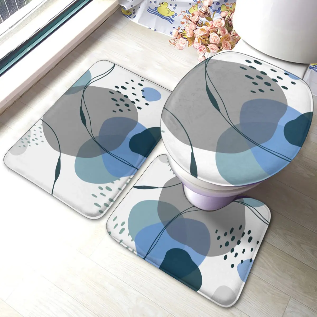 Абстрактный цветной коврик для ванной 3 предмета абстрактный мягкий винтажный