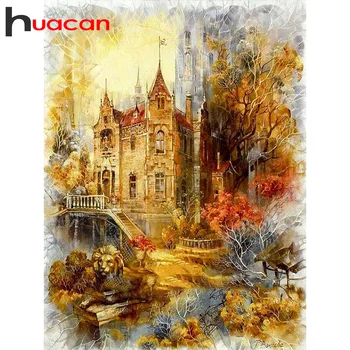 

Huacan Diamond Painting Full Square New Arrival Scenery Mosaic Building Landscape Embroidery Home Decoration