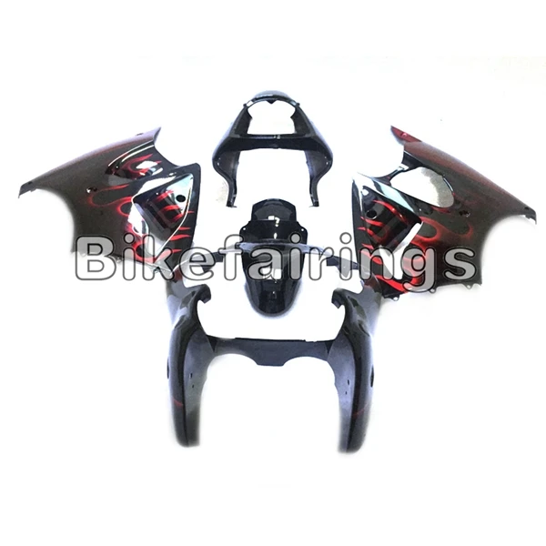 Черный и красный цвета Обтекатели с пламенем для Kawasaki ZX-6R 2000 2001 2002 636 zx6r zx636r в комплекте по индивидуальному заказу для велосипеда работы - Цвет: As Picture Shown