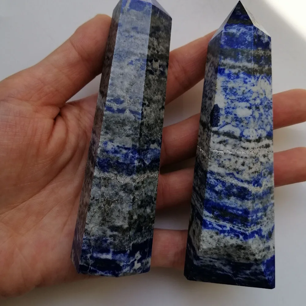 Высококачественный натуральный LAPIS в виде жезла с наконечником форма камня ручной работы для подарка и домашнего декора ZT