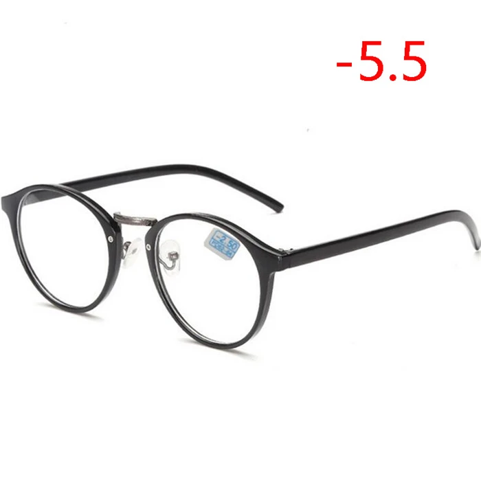 Ретро Круглые очки для глаз мужские и женские ультрасветлые при миопии очки при близорукости очки готовые-1-1,5-2-2,5-3-3,5-4-4,5-5-6 - Цвет оправы: Myopia 550