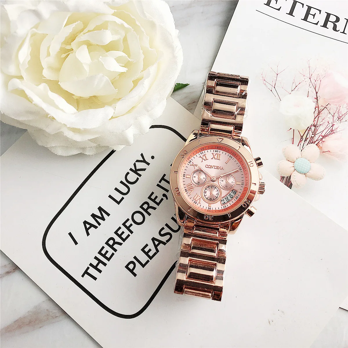 CONTENA Модные женские наручные часы Feminino Montre Femme красивые наручные часы Роскошные Лидирующий бренд кварцевые часы женские часы Relogio - Цвет: CON7220XX5