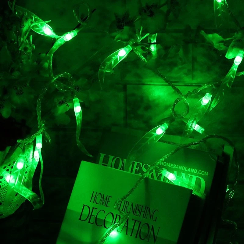10 м 100 светодиодный зеленый лист ивы, наружные гирлянды, сказочные огни, праздничные, для спальни, дома, вечерние, для рождественской елки