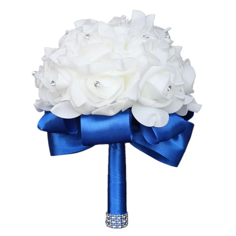 royal Blue D WifeLai-Европейский кристалл невесты держащей цветы Имитация искусственного цветка букет полиэтиленовый букет розы свадебный букет W2017D - Цвет: royal Blue D