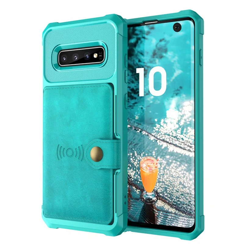 Магнитный держатель для карт чехол для samsung S10/S10 Plus S10E роскошный Силиконовый Мягкий противоударный чехол для телефона для samsung S9/S9 Plus - Цвет: Небесно-голубой