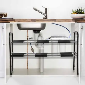 

Kitchen Rack Extendible Under Sink Storage Rack Cooker Pot Pan Holder Cabinet Organizer Kitchen Organizer