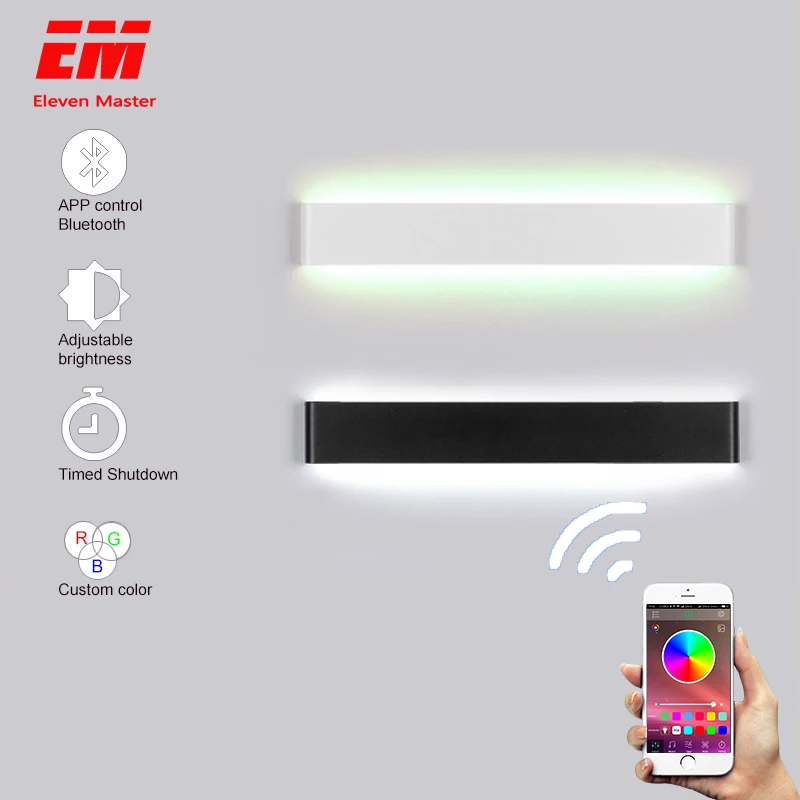  Rectangle Led Wall Lamp Sconces smart House RGB Dimmable APP Remote control Bluetooth bedroom lamp  - 33061694974