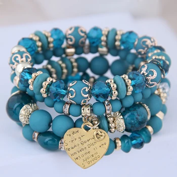 

Bohemain Beaded Bracelets & Bangles for Women Fashion Heart Multilayer Bracelet Charm Boho Jewelry Femme Bijoux