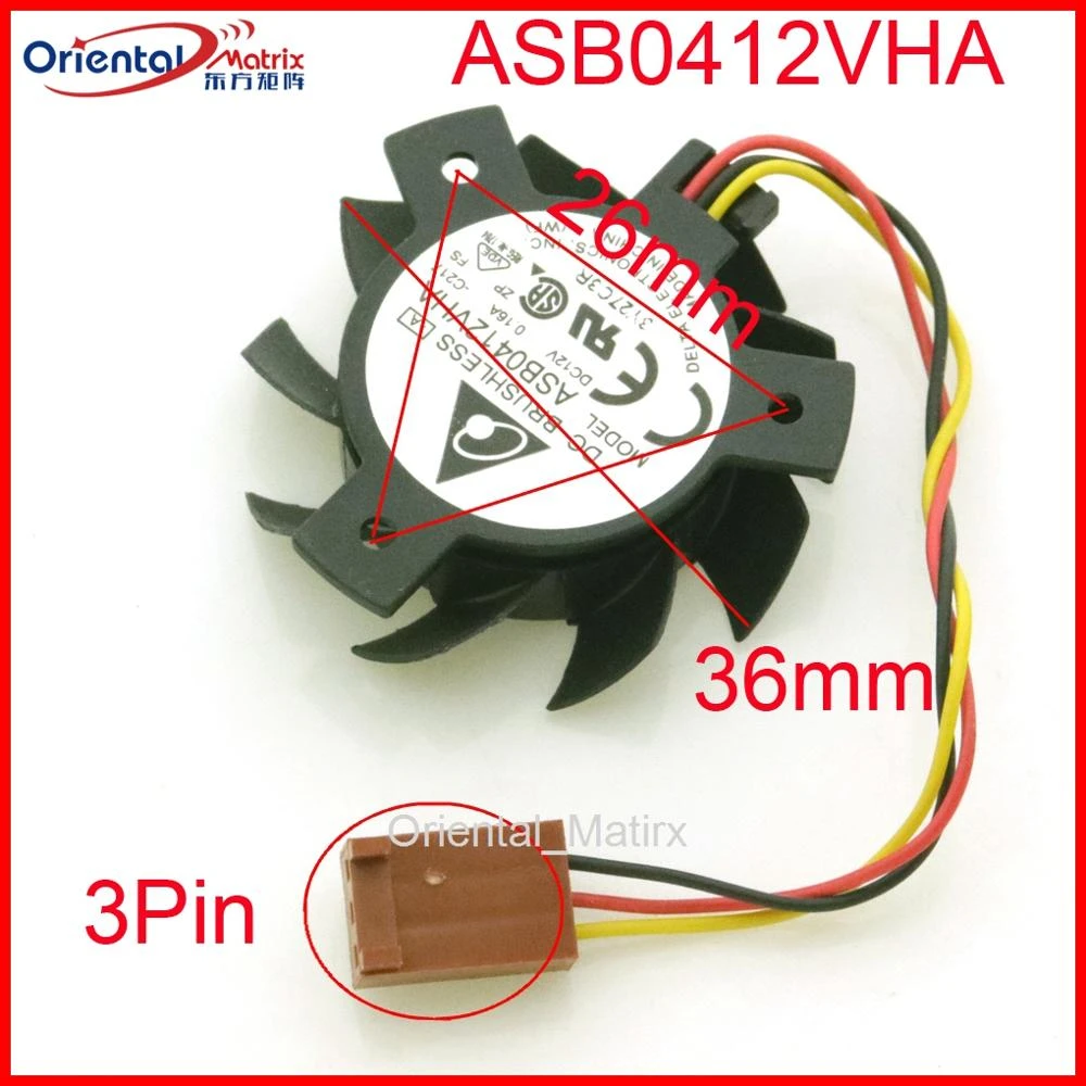 ASB0412VHA DC12V 0.16A 36mm 26x26x26mm 4012 Graphics Card Cooling Fan ...