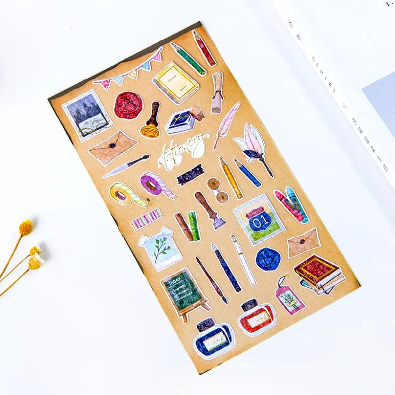 Cute Stationery Stickers For Scrapbooking Vintage Diary Decorative Korea Sticker Junk Journal DIY Craft Supplies One Sheet