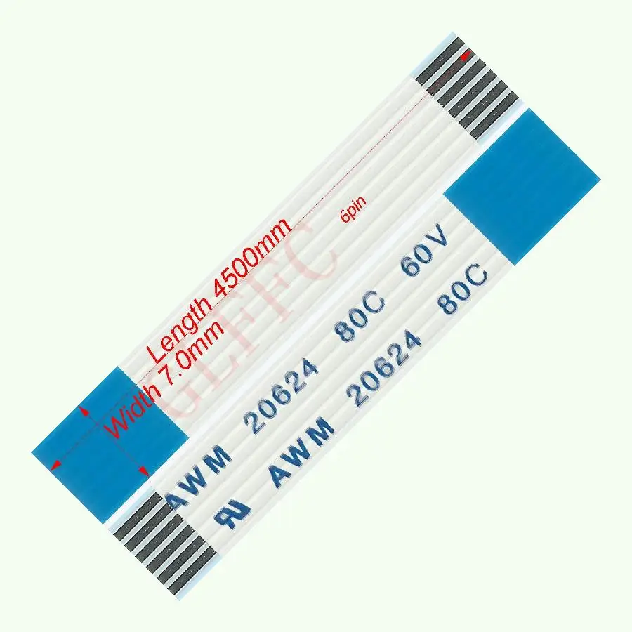 6pin 1,0 шаг 4500 мм-4700 мм B-type Гибкий плоский кабель FFC awm 20624 ROHS для ttl lcd DVD Компьютера