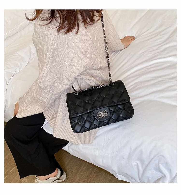 Зимняя женская сумка с текстурой Lingge, новинка, корейская модная женская сумка-мессенджер с цепочкой на одно плечо, маленькая квадратная сумка