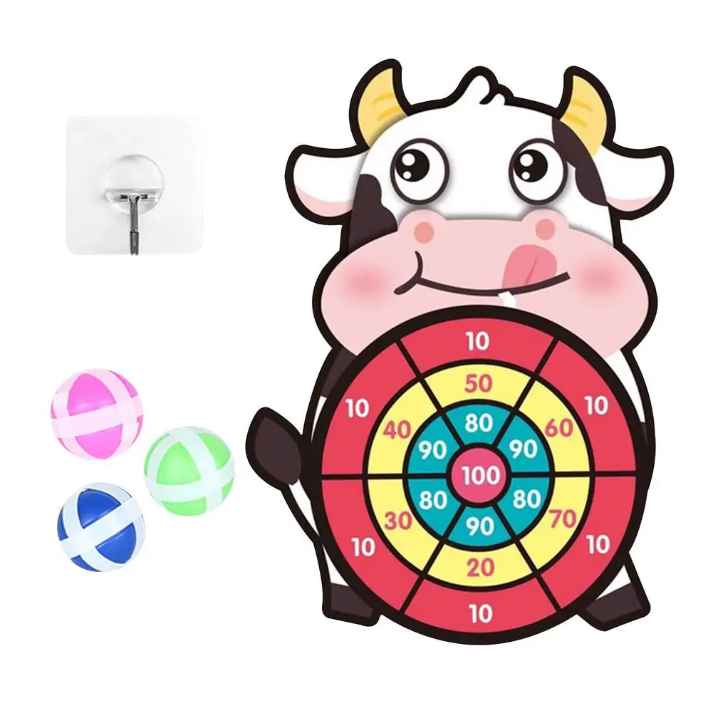 Target Sticky Ball Throw Dartboard Sports Panda/Cow/Triceratops Dart Target Children Shooting Game Kids Interactive Toys