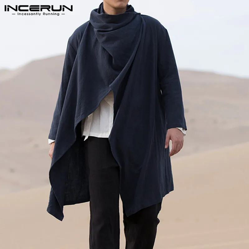 INCERUN-abrigo de primavera-otoño para Hombre, chaqueta de Irregular suelto, Vintage, prendas de vestir, Punk, coreano, de manga larga