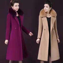 Новое зимнее женское Шерстяное Пальто осеннее Модное Элегантное приталенное длинное пальто с поясом теплая твидовая шерстяная Верхняя одежда для женщин
