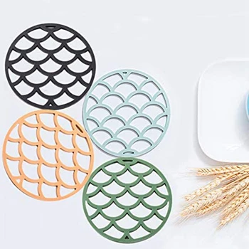 

High Temperature Resistant Silicone Insulation Placemat Hollowed Out Mat Non-Slip Anti-Scalding Dish Mat 4-Piece Set