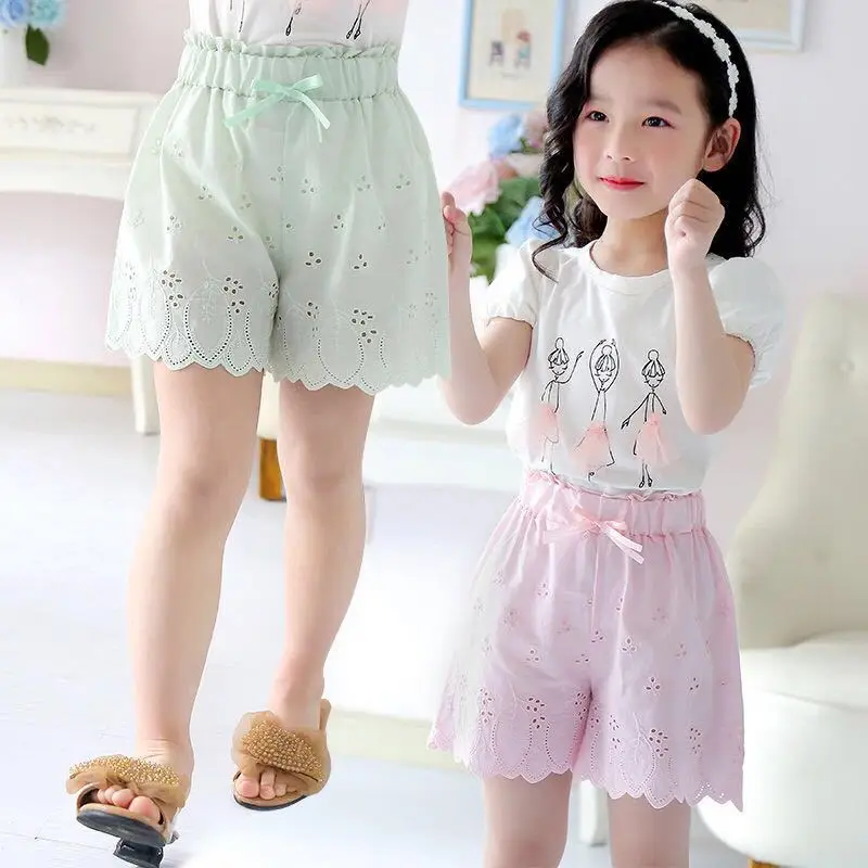 Летние короткие юбки из чистого хлопка для девочек; Новинка года; Стильная Детская короткая юбка-брюки в западном стиле; тонкие популярные брюки для малышей; повседневные брюки