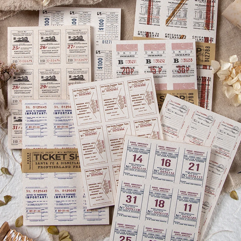 Papel de fondo decorativo Vintage para manualidades, papel para planificador de recortes, Tickets de Material antiguo