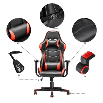 

Adjust Office Chair Ergonomic High-Back Faux Leather Racing Home Bedroom Computer Game Chairs Reclining Seating
