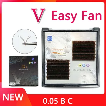 

Individual Dark Brown Eyelash Extensions V Lashes Premade Volume Fans For Salon Wholesale Price OEM Make Up Classic
