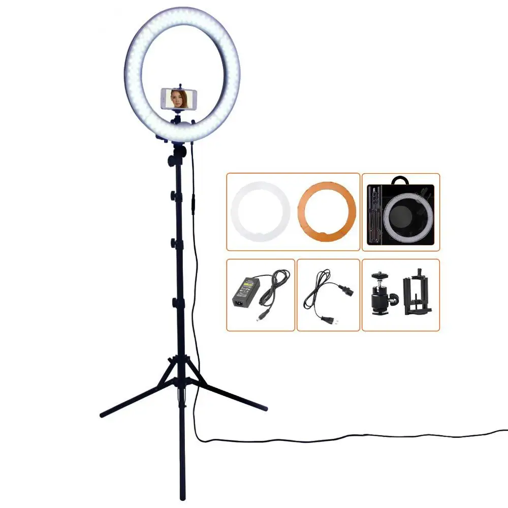 

RL-18 5500K Photographic Lighting Dimmable Camera Photo Studio Phone Ring Lamp Photography Led Ring Light Tripod Stand