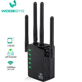 

Two-frequency 1200 M WIFI Repeater Wireless WiFi Signal Amplifier 2.4&5.8 G