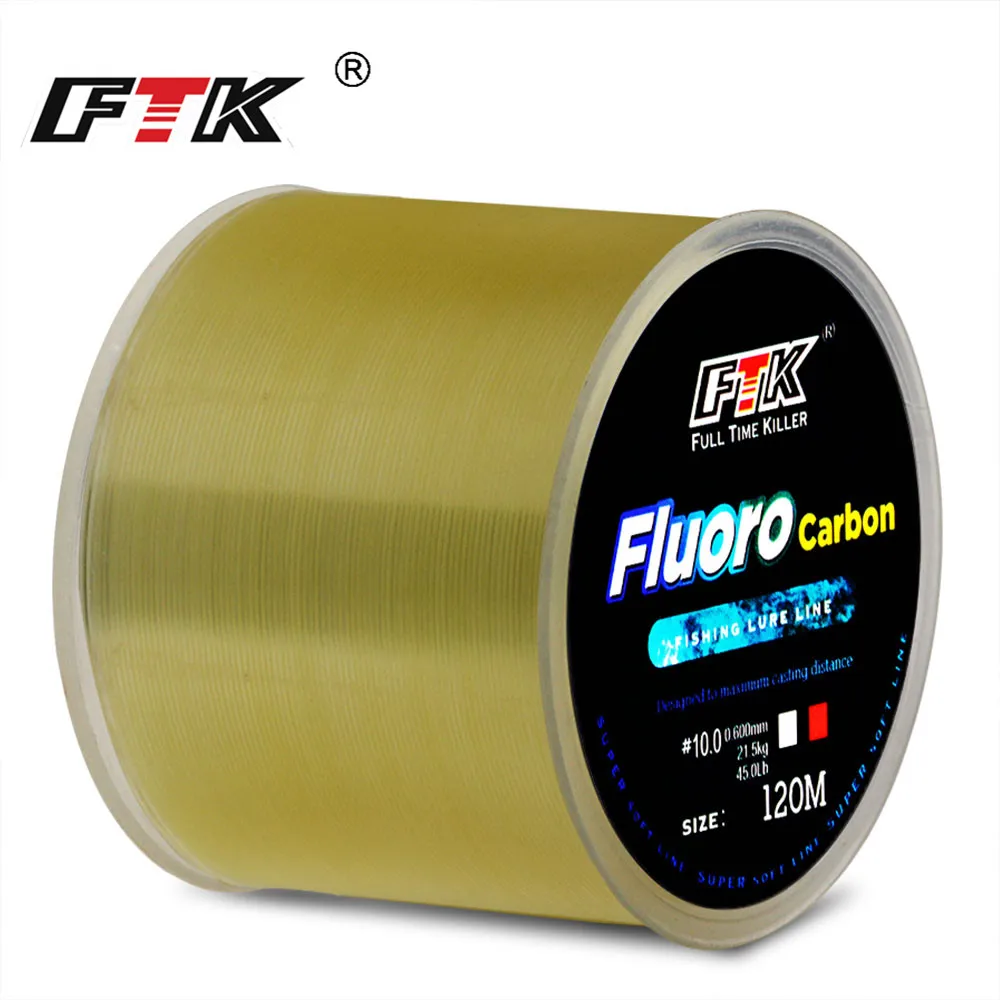 FTK 120m Fishing Line 0.2mm-0.6mm 7.15LB-45LB Fluorocarbon Coating