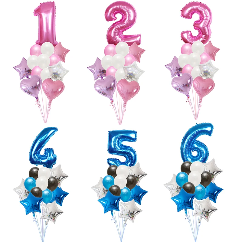 13PCS Birthday Party Decor Pink Blue 30 inches Number Foil Balloons Digital Helium Ballon Baby Shower Wedding Decoration globos | Дом и сад