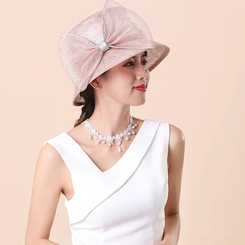 

Mingli Tengda Masha Hat Bride Beach Hat CapTide Rouge Pink Samll Wedding hats for women elegant bridal accessories Hat Rosette