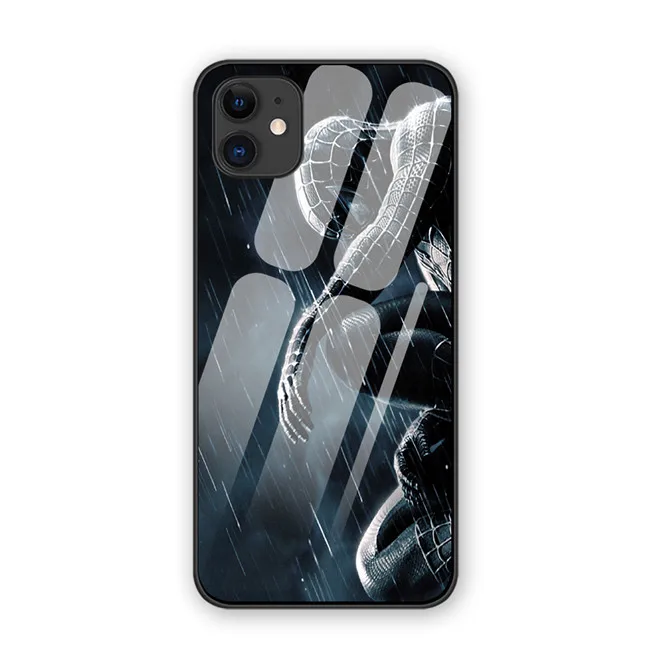 13 Глаза человека паука Venom Чехлы для iphone 7 8 6 6S Plus роскошный закаленный стеклянный чехол для телефона iphone 11 11Pro X XR XS MAX - Цвет: 13