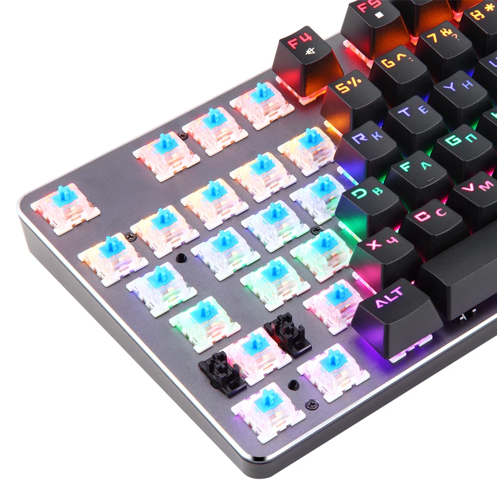 Механическая клавиатура RGB с 104 клавишами, русская игровая клавиатура, английский синий переключатель для планшетного компьютера VS CK104, клавиатура