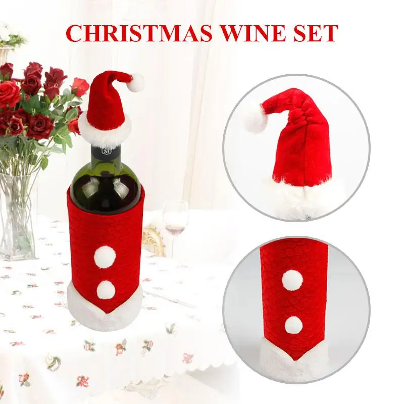 Рождественский Декор с шляпой костюм для красного вина сумка винной бутылки