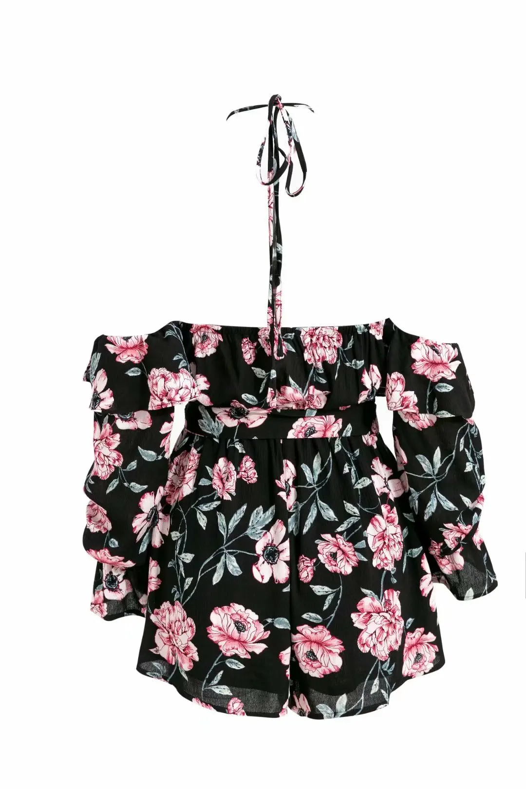 

Europe And America 2019 Summer New Style WOMEN'S Dress Versitile Fashion Slimming Halter Backless off-Shoulder Floral Print Jump